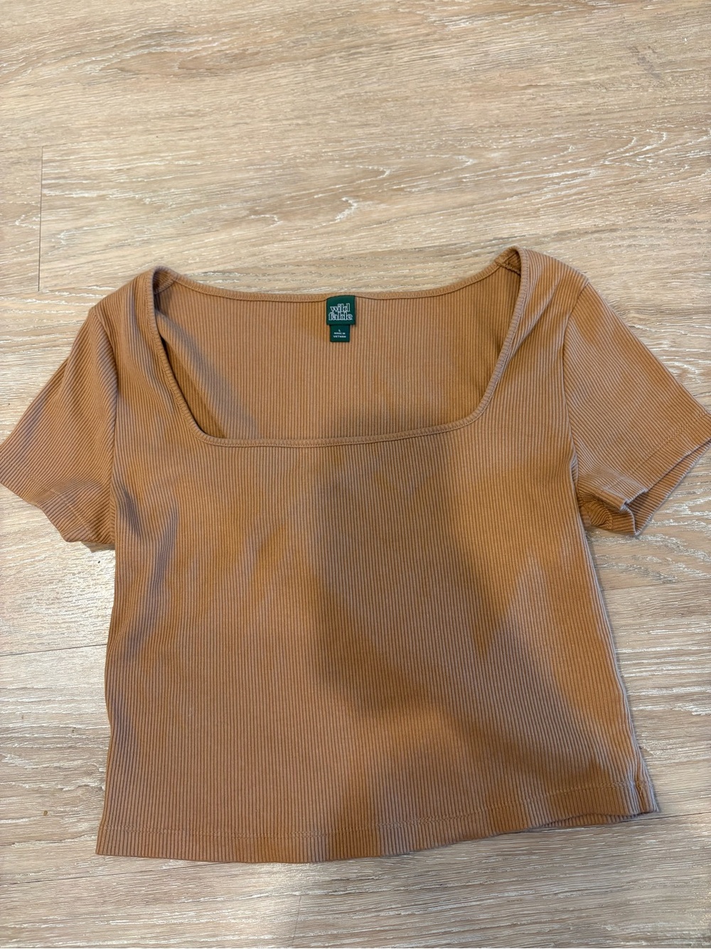 wild fable Ribbed Square Neck Crop Top - Tan Brown